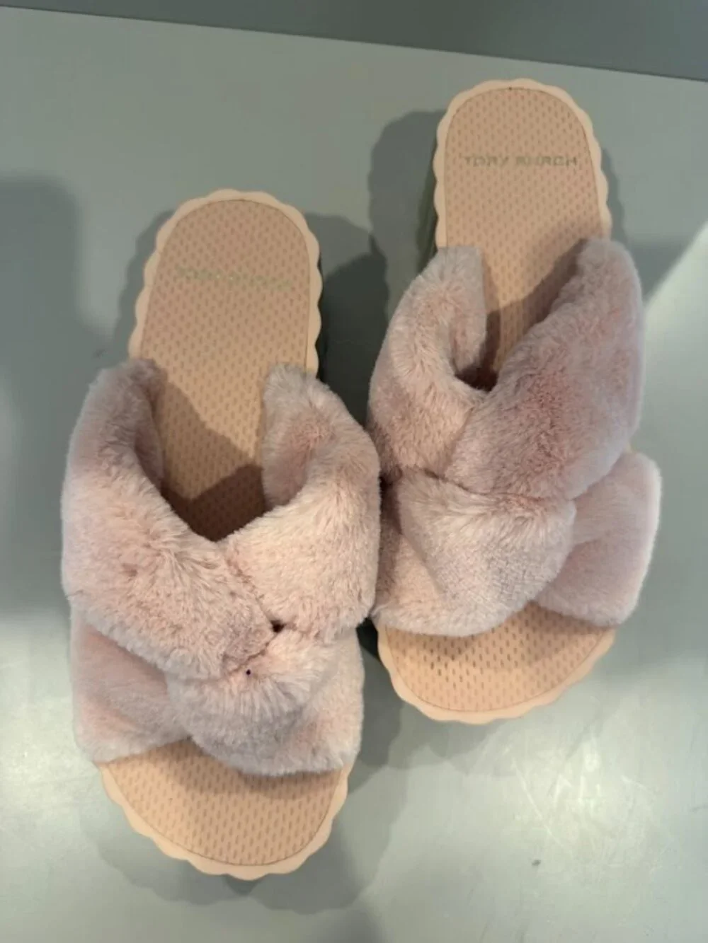 NWT Tory Burch Faux Fur Scallop Wedge Slide Sandal | Size 8